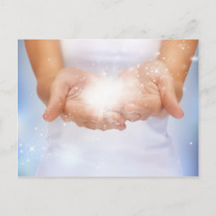Carte Postale Blanche cicatriser les mains de l'énergie de flamm
