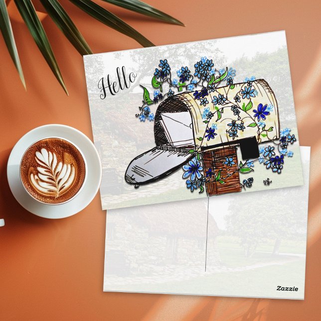 Carte postale blanche de boîte aux lettres Hello (Créateur téléchargé)