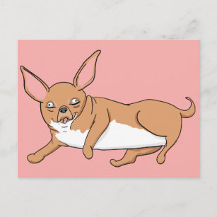 Carte postale blanche de caricature Cute Chihuahua