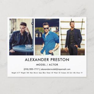 Carte postale blanche de modèle d'acteur Comp/Zed