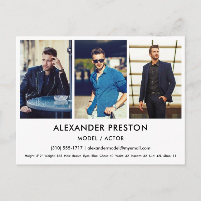 Carte postale blanche de modèle d'acteur Comp/Zed  (Devant)