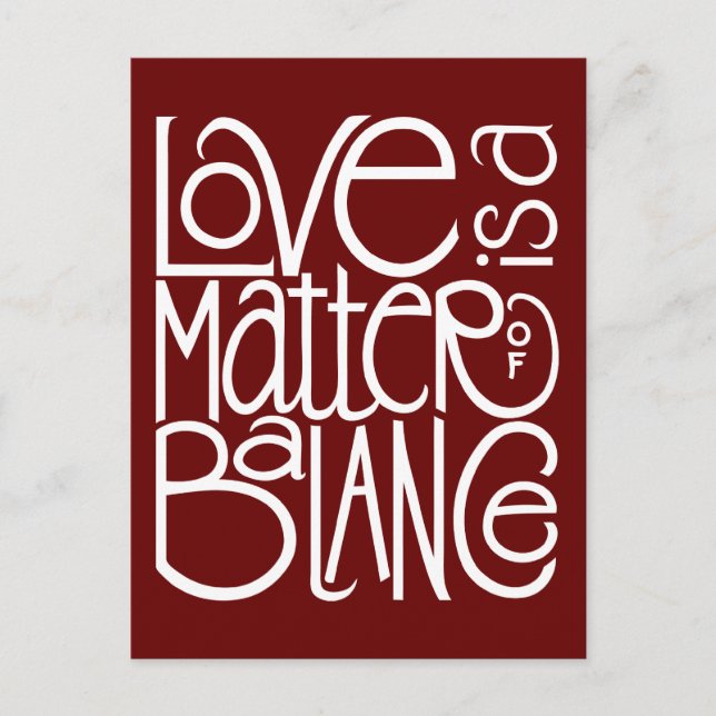 Carte postale blanche Love Balance (Devant)