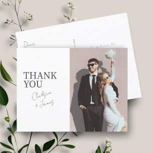 Carte Postale BLANCHE Merci photo Mariage moderne