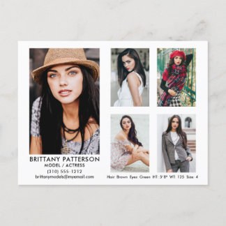 Carte postale blanche Model Actor 5 Photo Comp Car