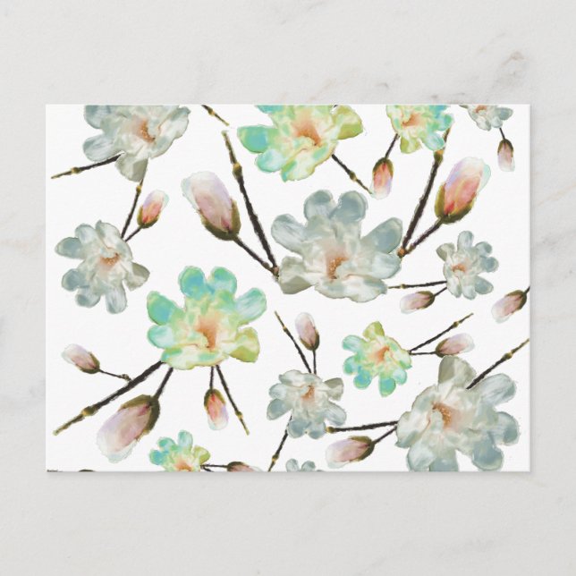 Carte postale blanche Motif Magnolia (Devant)