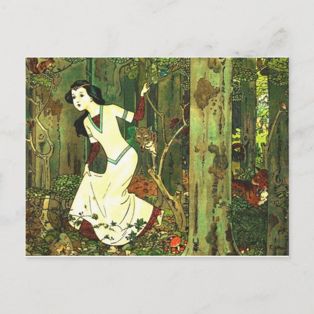 Carte Postale Blanche Neige Chassé Par Les Loups (Devant)
