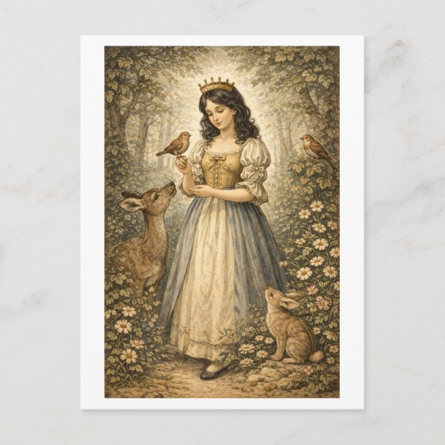 Carte Postale Blanche-Neige de style vintage (Devant)