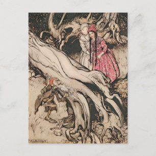 Carte Postale Blanche neige et rouge Rose par Arthur Rackham