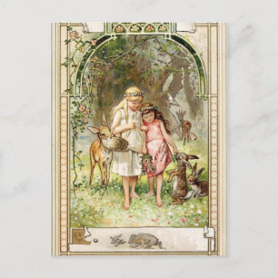 Carte Postale Blanche neige et rouge Rose par Hermann VogelEssay