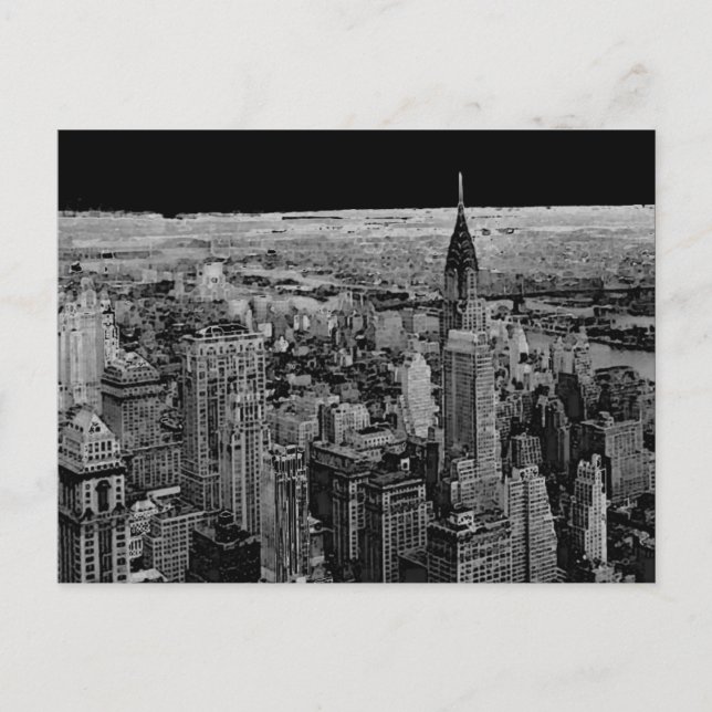 Carte postale blanche noire New York (Devant)