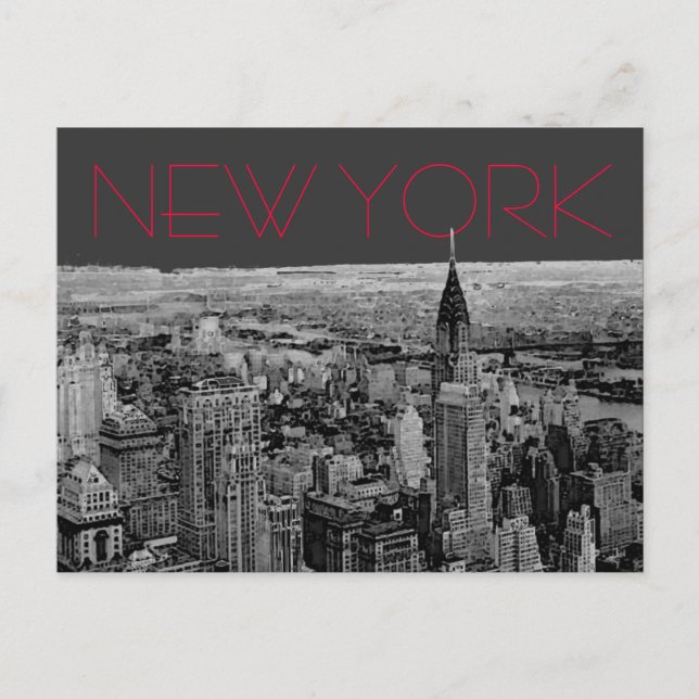 Carte postale blanche noire New York (Devant)
