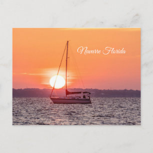 Carte postale blanche Sunrise de bateau à voile