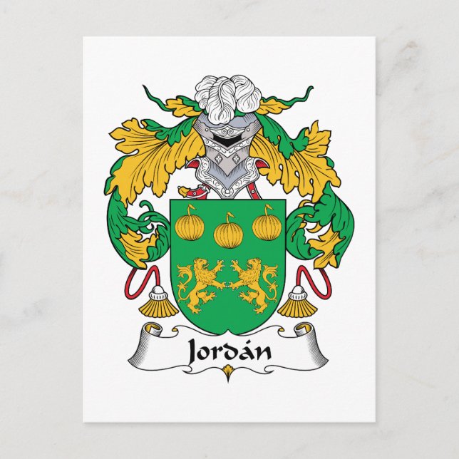 Carte Postale Blason de la famille Jordan (Devant)
