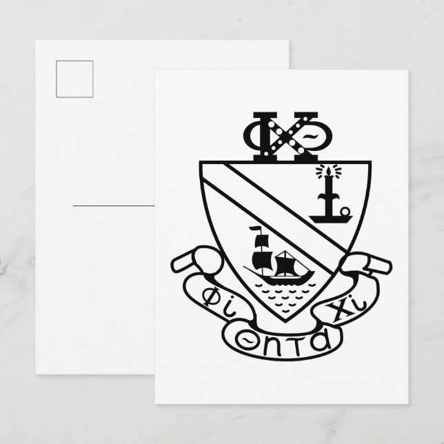 Carte Postale Blason de Phi Chi Theta | N&B (Devant / Derrière)