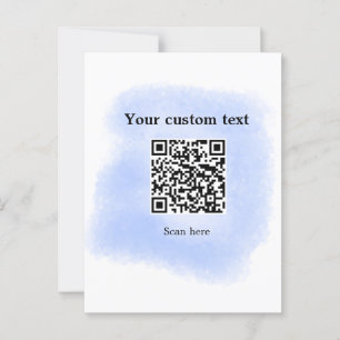 Carte Postale bleu aquarelle QR code scan ajouter texte personna