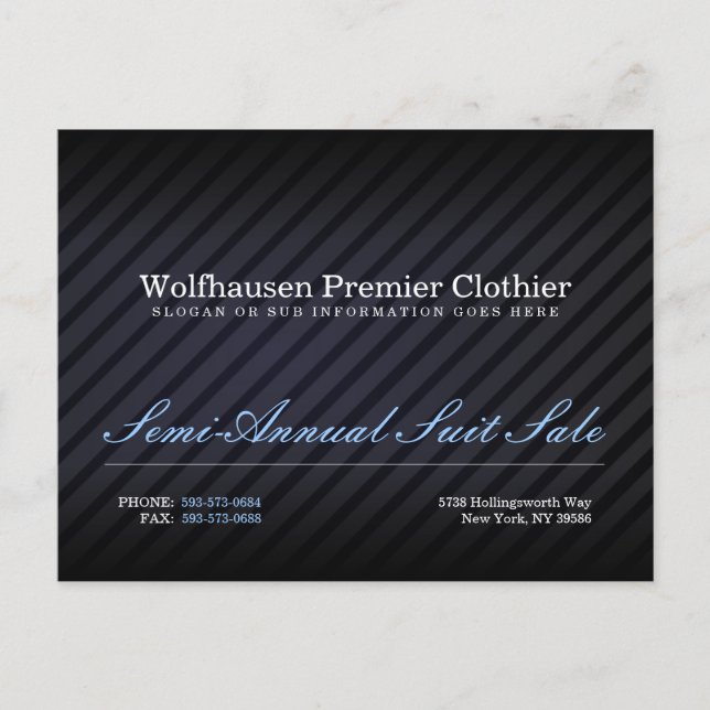 Carte postale bleu Armani Suit Promo - Customisé (Devant)