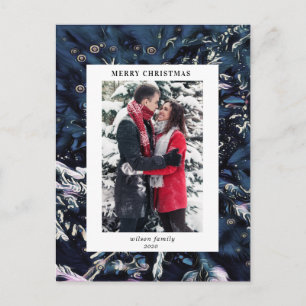Carte Postale bleu artistique sapin de noël vacances photo moder