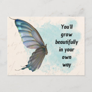 Carte postale Bleu Beige Vintage Papillon Standard