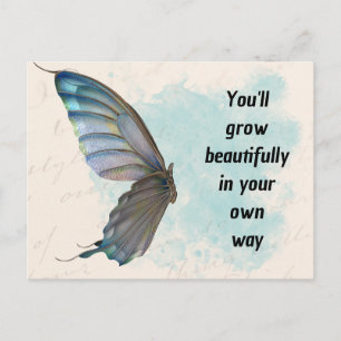 Carte postale Bleu Beige Vintage Papillon Standard