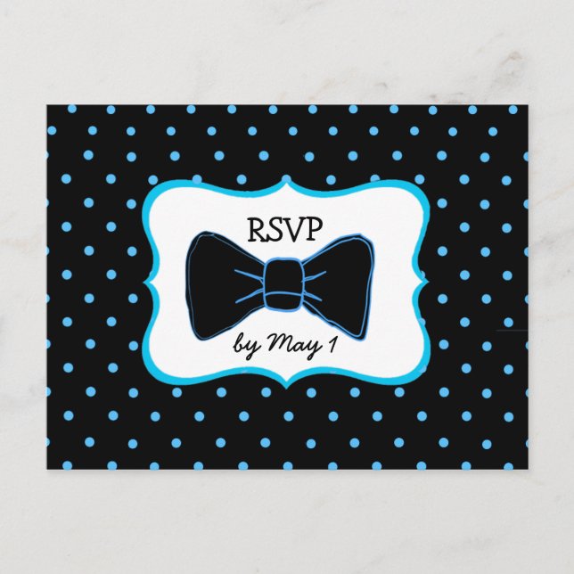 Carte postale Bleu Black Bowtie LGBT Mariage (Devant)