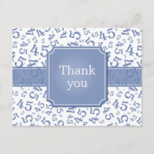 Carte postale bleu/blanc avec motif numérique 45 p