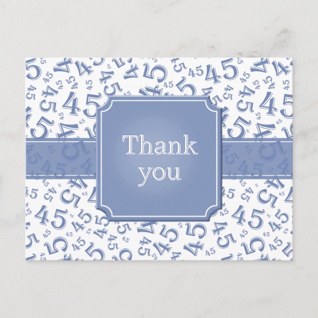 Carte postale bleu/blanc avec motif numérique 45 p (Devant)