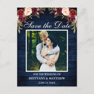 Carte Postale Bleu Bois Bourgogne Photo florale Enregistrer la d