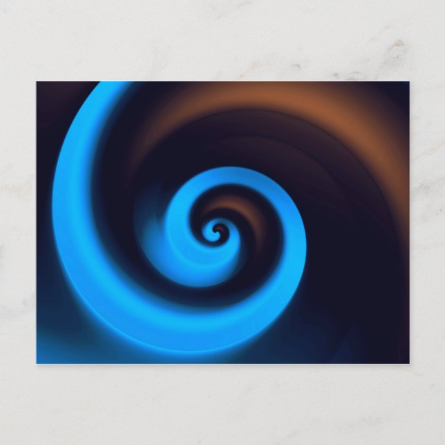 Carte Postale Bleu Brown Spiral mignon Cool Art Abstrait moderne (Devant)