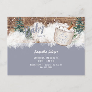 Carte Postale Bleu Chocolat chaud Bébé rustique C'est douche fro