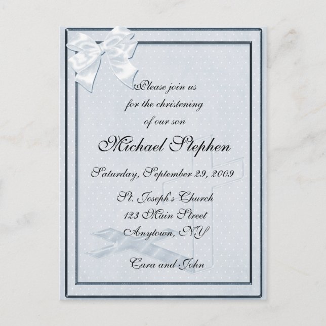 Carte Postale Bleu Christening Invitation (Devant)