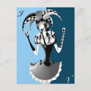 Carte postale bleu clair de bouffon fantaisiste