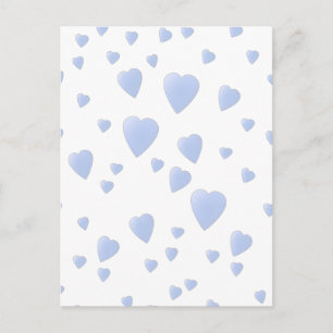 Carte Postale Bleu clair et Blanc Love Hearts Motif.