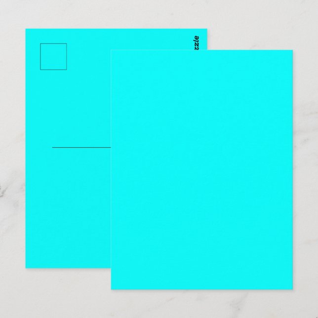 Carte Postale Bleu Cyan Vert Turquoise Uni (Devant / Derrière)