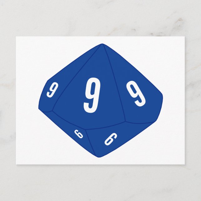 Carte postale bleu D10 Numéro de table de dés (Devant)