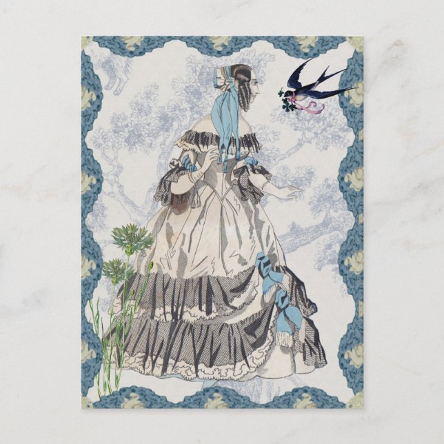 Carte Postale Bleu-dame victorien (Devant)