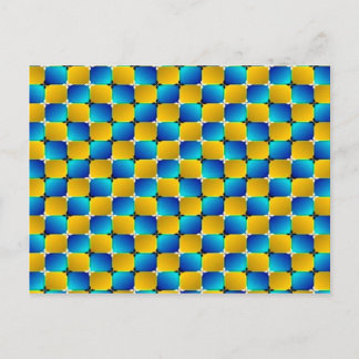 Carte Postale Bleu de déformation/jaune d'illusion optique du