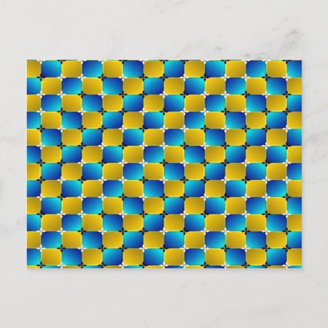 Carte Postale Bleu de déformation/jaune d'illusion optique du (Devant)