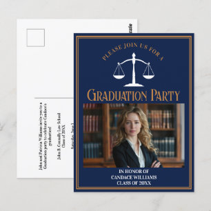 Carte Postale Bleu de la Marine École de droit Graduation Party