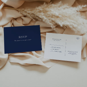 Carte Postale Bleu de marine minimaliste classique   Mariage en