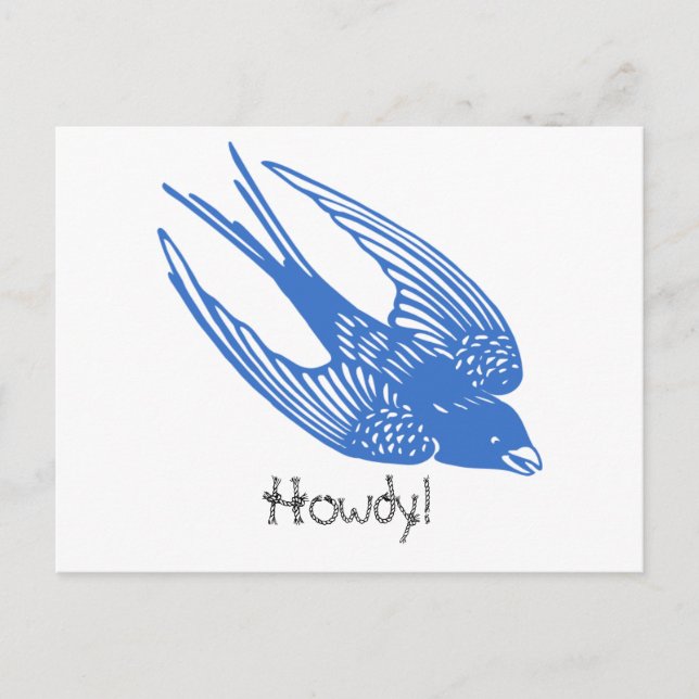 Carte Postale Bleu d'oiseaux hirondelles (Devant)