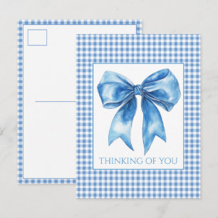 Carte Postale Bleu et blanc prépa à carreaux et nœud