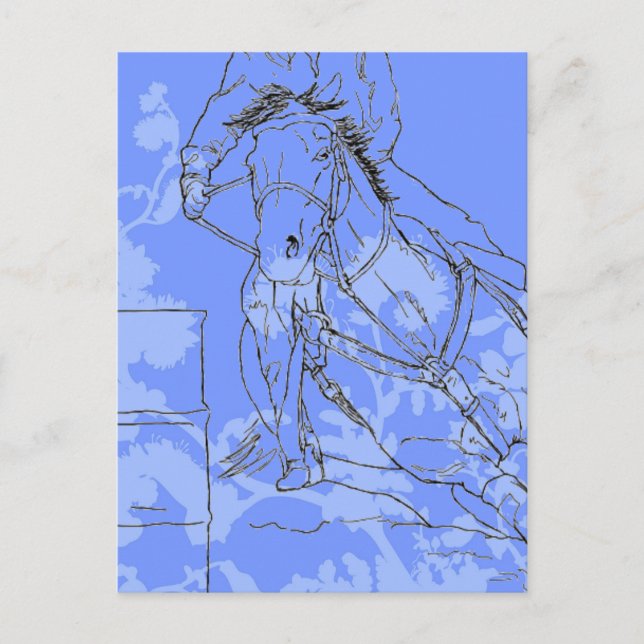 Carte Postale Bleu-Fleur Barrel Racer (Devant)
