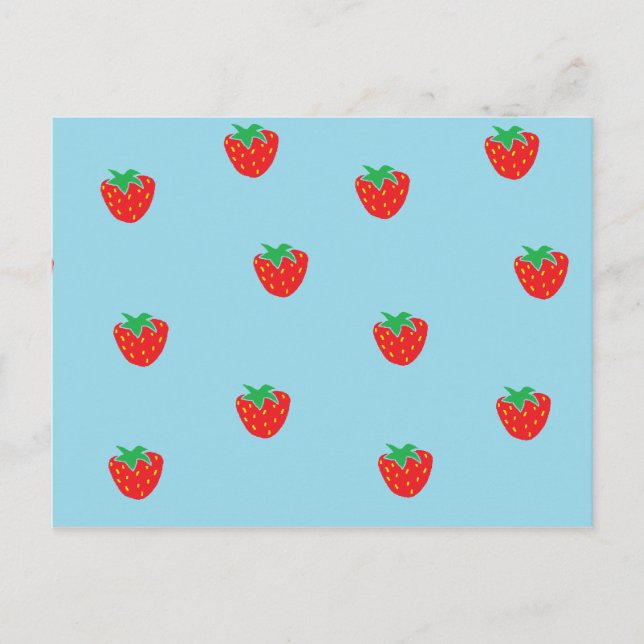 Carte Postale Bleu fraises (Devant)