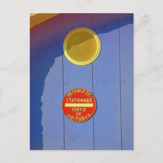 Carte Postale Bleu Garage Porte en France Pas de panneau de stat (Devant)