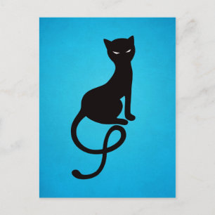 Carte Postale Bleu Gracieux Mal Noir Chat
