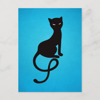 Carte Postale Bleu Gracieux Mal Noir Chat