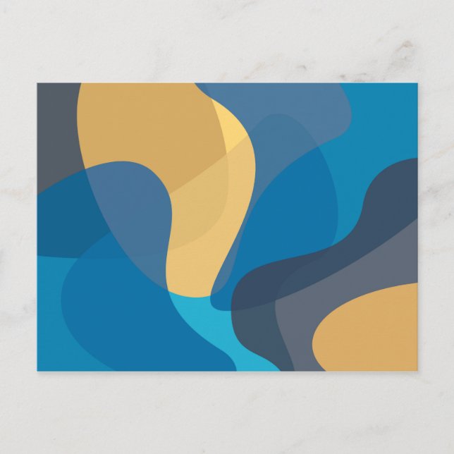 Carte Postale Bleu, jaune, cool, urbain tendance ondulé illustra (Devant)
