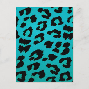 CARTE POSTALE BLEU LEOPARD
