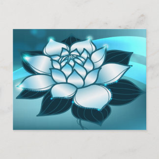 Carte Postale Bleu Lotus Art Spirituel Floral Fin