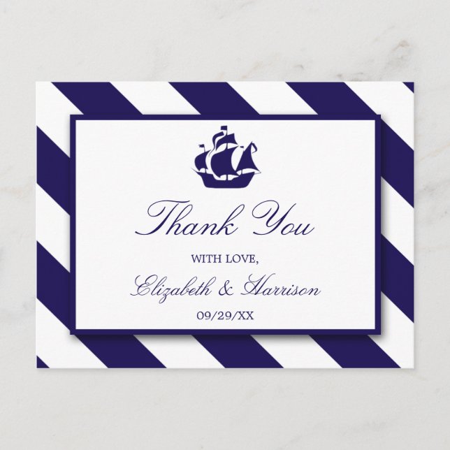 Carte Postale Bleu Mariage de navire marine (Devant)